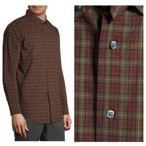 NWT George Mens Long Sleeve Stretch Poplin Shirt Casual Comfort, Laidback Fit, L